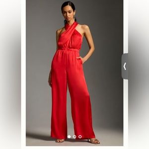 NWT Red Anthropologie DOLAN Halter Neck Jumpsuit- Size XS